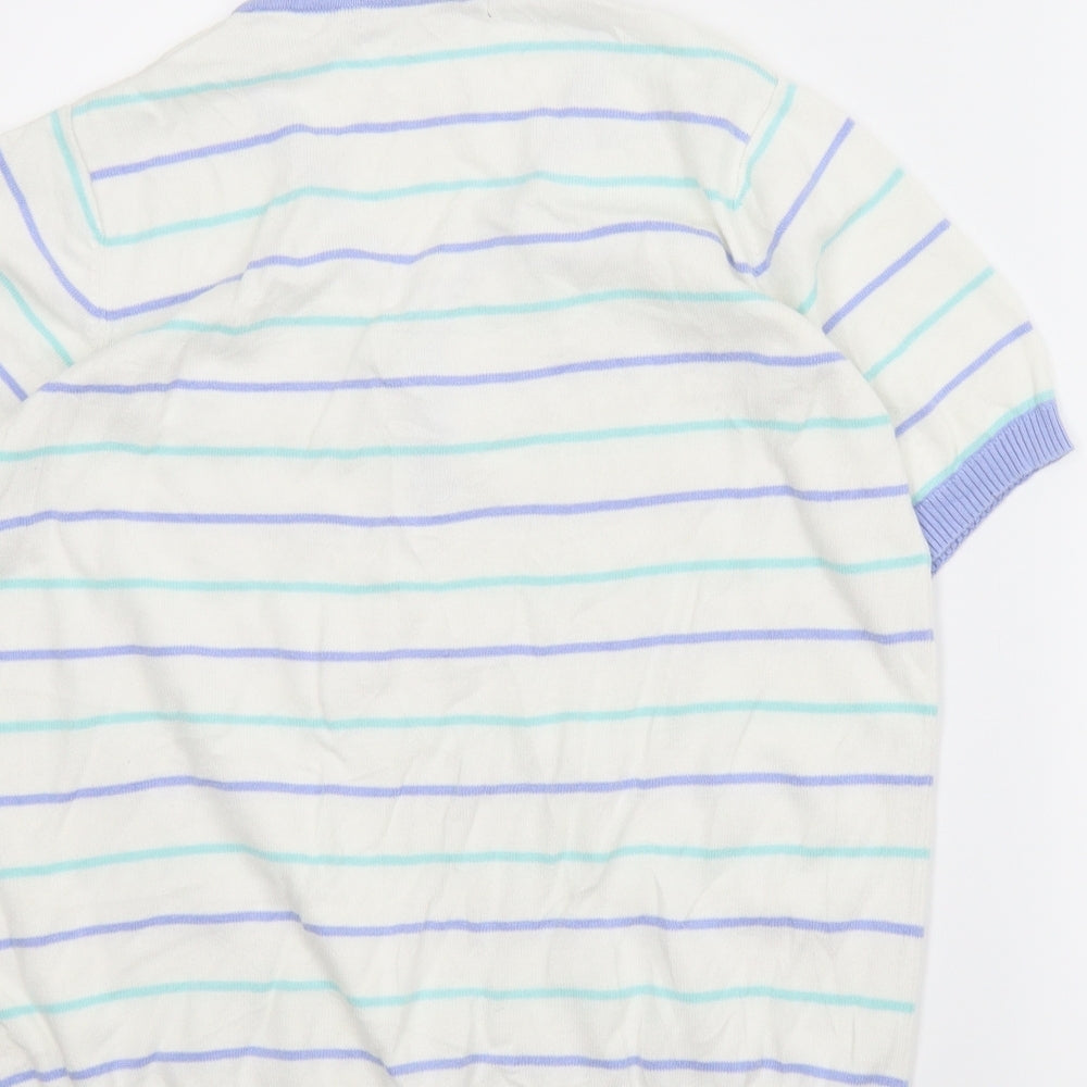 Isle Womens White Striped  Basic Blouse Size 14