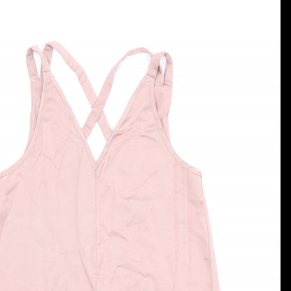 Close-up detail of River Island women’s pink basic blouse, size UK 8