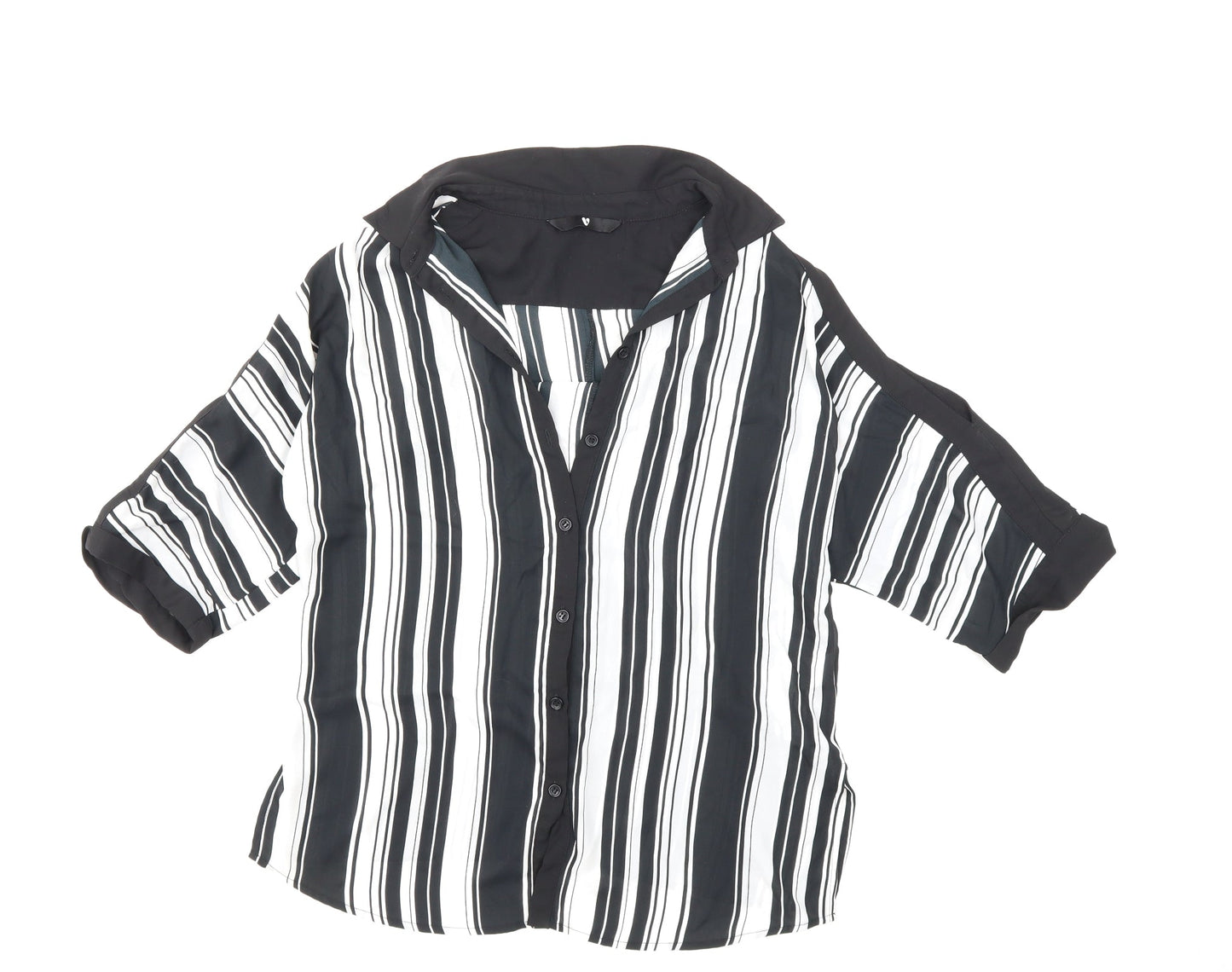 Very Womens Black Striped  Basic Blouse Size 10