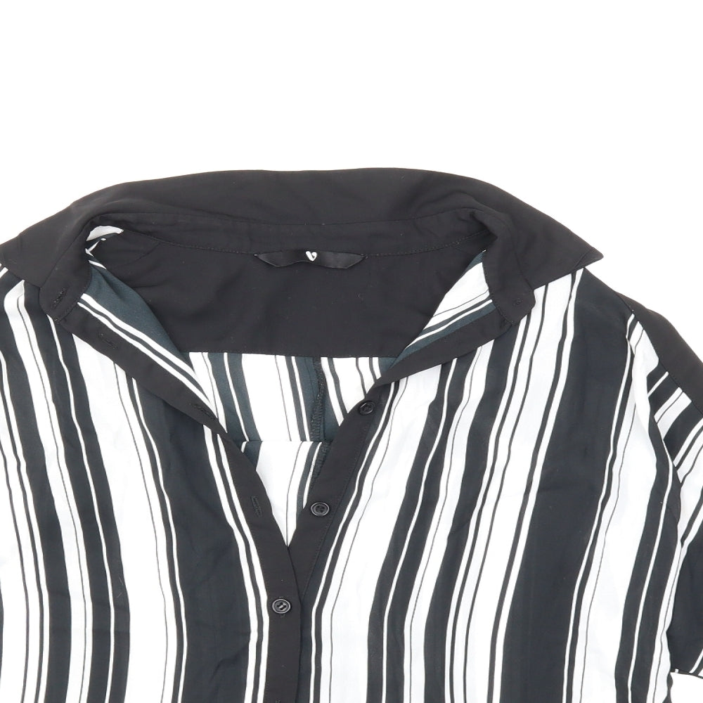 Very Womens Black Striped  Basic Blouse Size 10