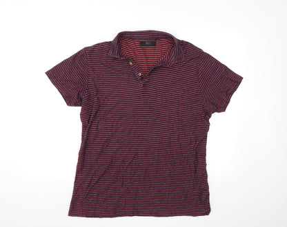Front view of Acw85 men’s red check polo, size L