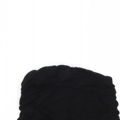 Close-up detail of Preworn women’s black tunic tank, size S