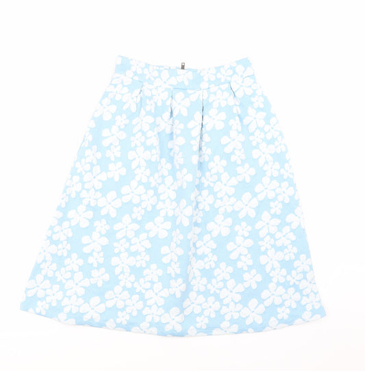 First and i Womens Blue Floral  A-Line Skirt Size S