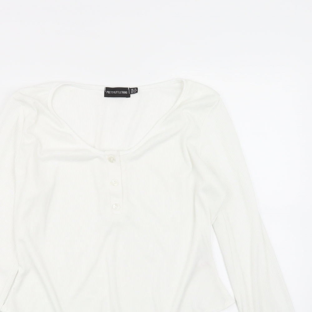 PRETTYLITTLETHING Womens White  Jersey Basic T-Shirt Size 16  -