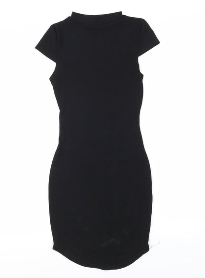 Preloved PRETTYLITTLETHING Womens Black  Knit Bodycon  Size 10 - Front