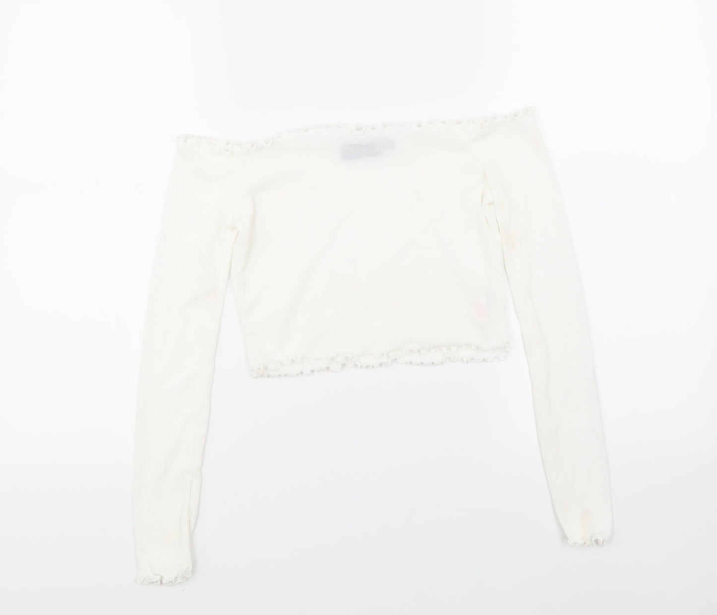 PRETTYLITTLETHING Womens White  Knit Cropped T-Shirt Size 6