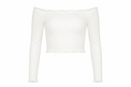 PRETTYLITTLETHING Womens White  Knit Cropped T-Shirt Size 6