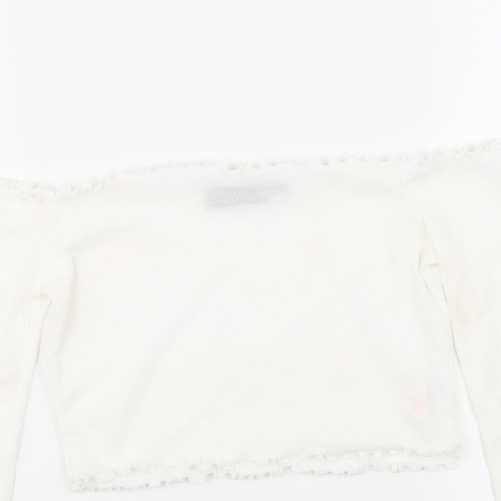 PRETTYLITTLETHING Womens White  Knit Cropped T-Shirt Size 6