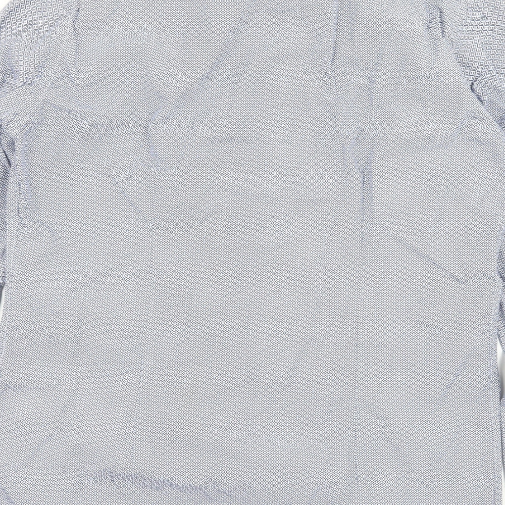 Zara Mens Blue Geometric   Button-Up Size S
