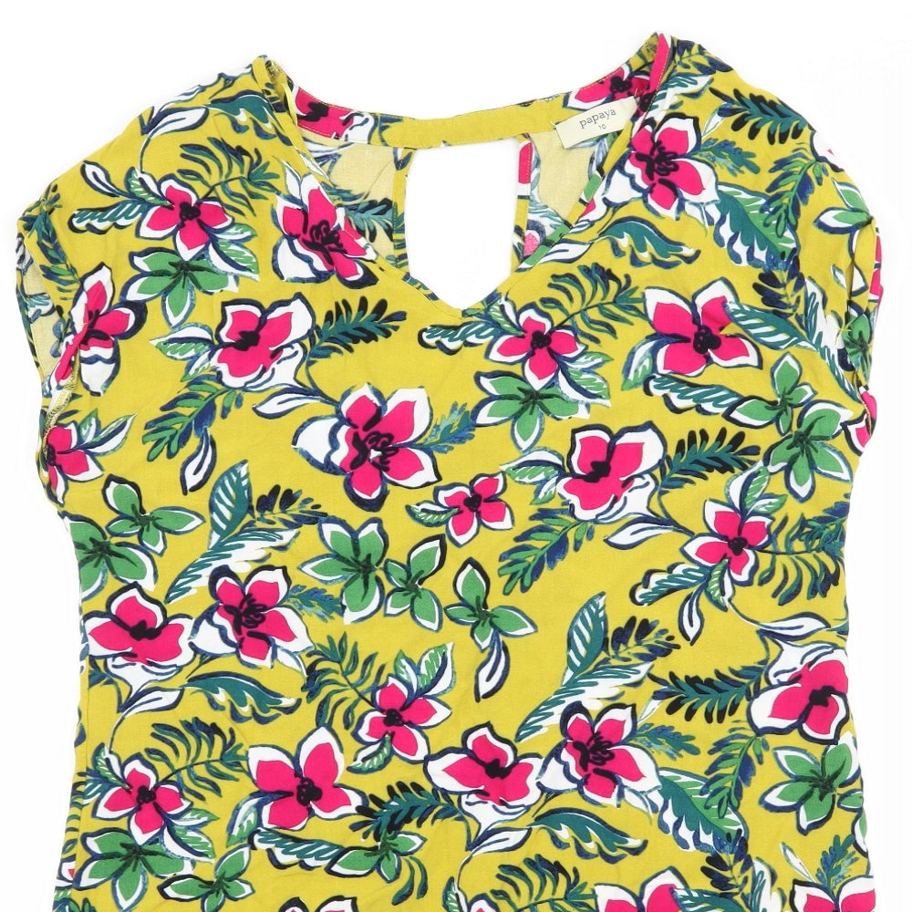 Papaya Womens Green Floral  Basic Blouse Size 10