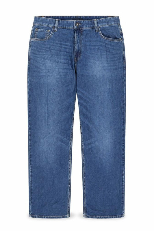 Front view of Studio Denim women’s blue denim straight jeans, size UK 36, in, 30-inch leg