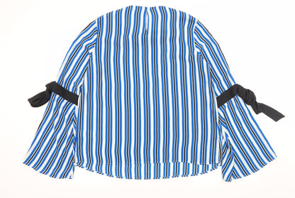 Back view of Marks & Spencer women’s blue striped basic blouse, size UK 12
