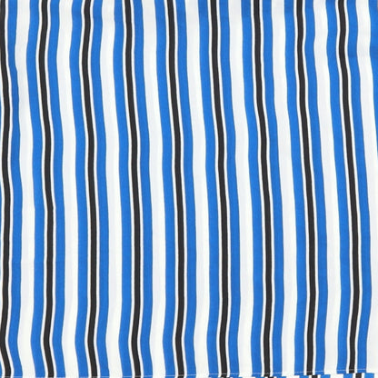 Brand and care label for Marks & Spencer women’s blue striped basic blouse, size UK 12