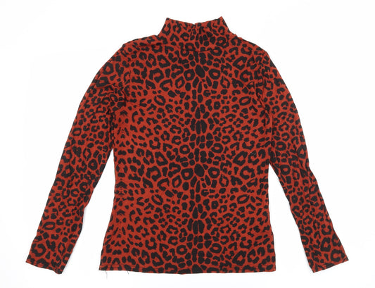 Boohoo Womens Brown Animal Print Jersey Basic T-Shirt Size 12