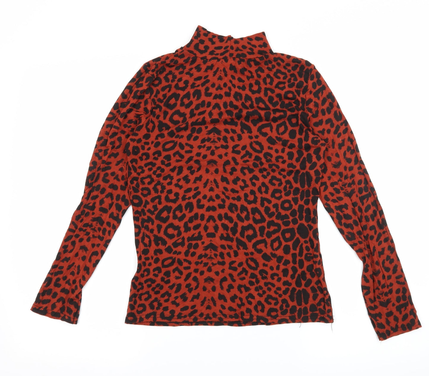 Boohoo Womens Brown Animal Print Jersey Basic T-Shirt Size 12