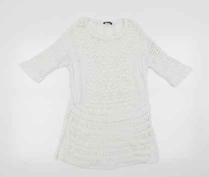 Additional front view of Warehouse women’s white jumper, size UK 6