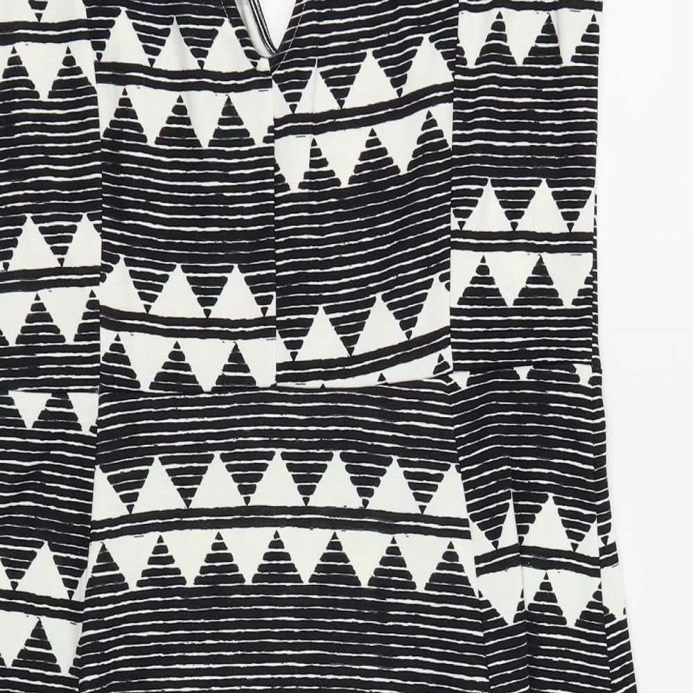 H&M Womens Black Geometric  Fit & Flare  Size 14