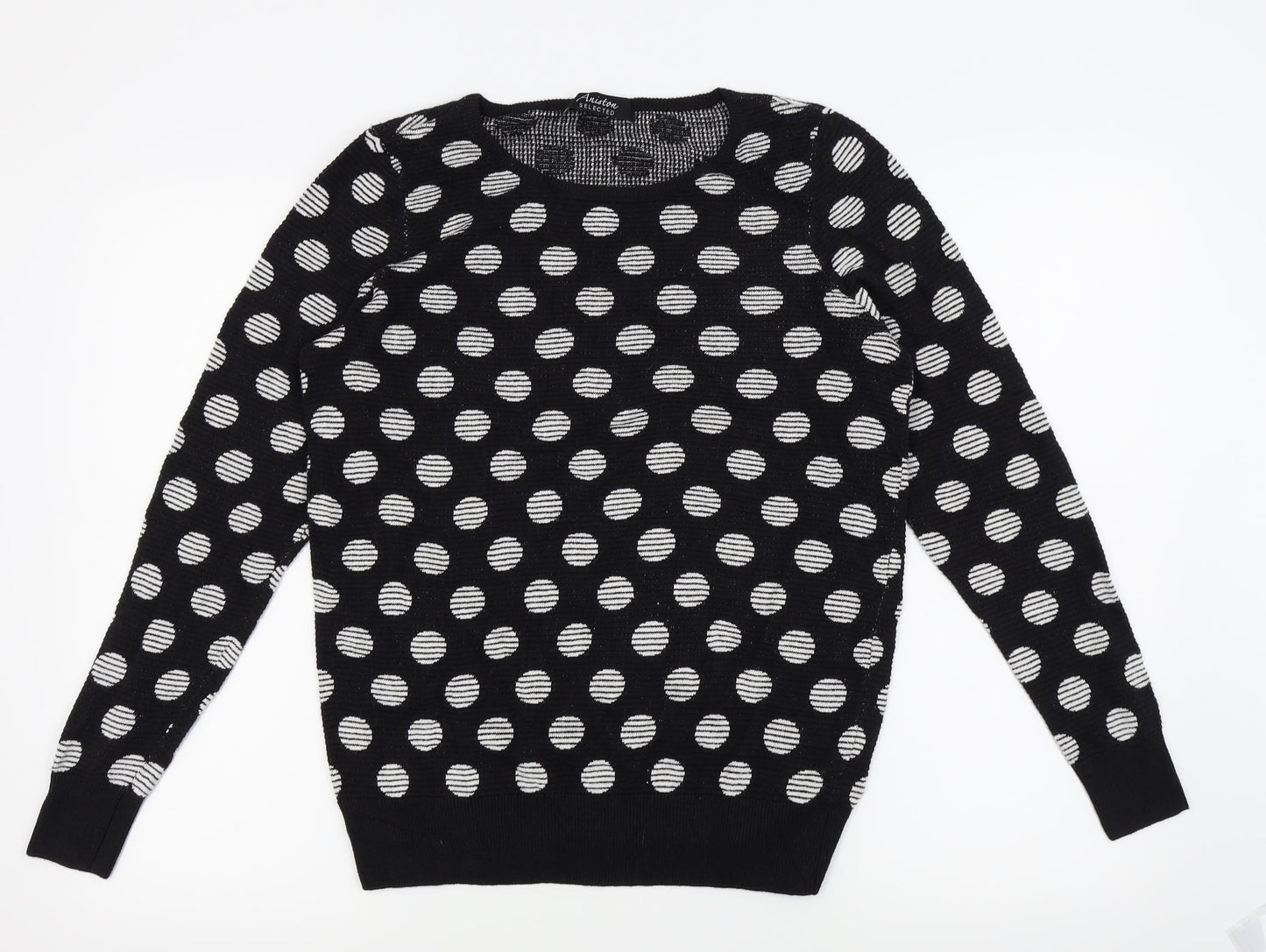 aniston Womens Black Polka Dot  Pullover Jumper Size 10