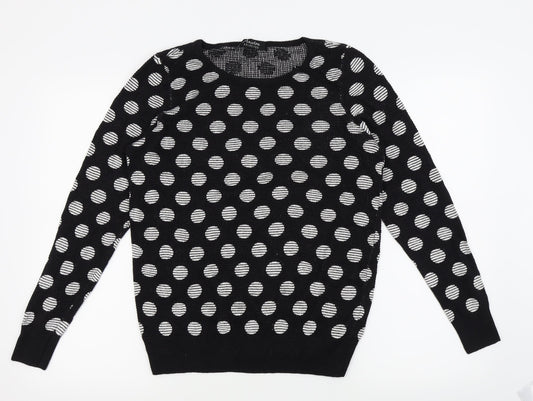 aniston Womens Black Polka Dot  Pullover Jumper Size 10