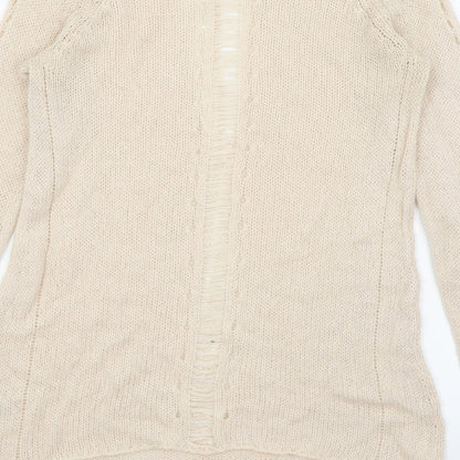Brand and care label for Topshop women’s pink jumper, size UK 8