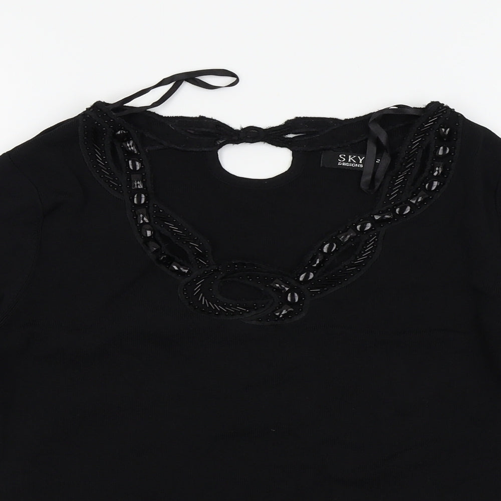 Sky Designs Womens Black   Basic T-Shirt Size 2