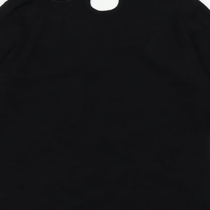 Brand and care label for Sky Designs women’s black basic t-shirt, size UK 2