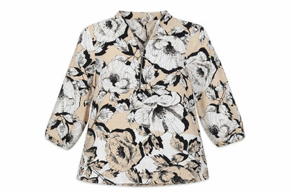 Front view of Roman women’s pink floral basic blouse, size UK 12