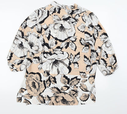 Back view of Roman women’s pink floral basic blouse, size UK 12