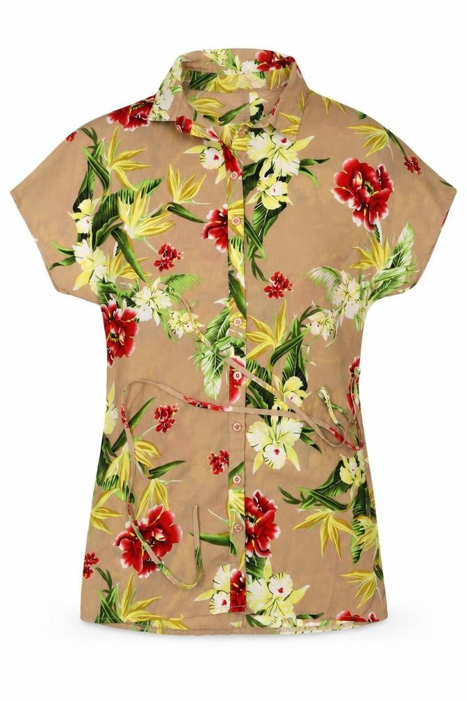 Miss Guided Womens Beige Floral  Basic T-Shirt Size 6