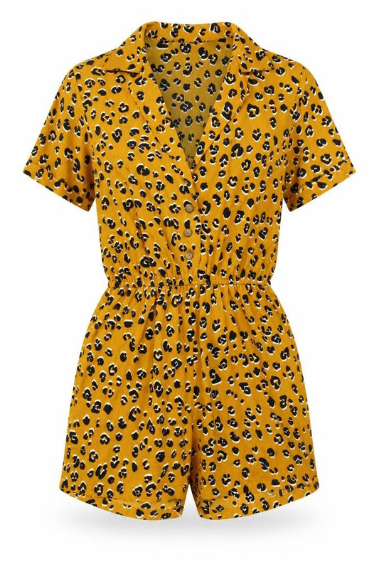 Front view of Primark women’s orange animal print bodysuit one-piece, size UK 4