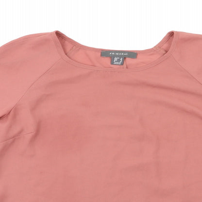 Close-up detail of Primark women’s pink basic blouse, size UK 10