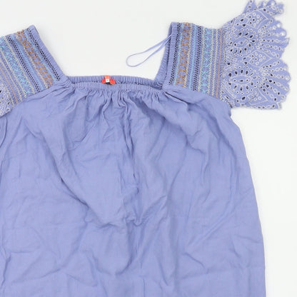 Close-up detail of Resort women’s blue floral basic polo, size S