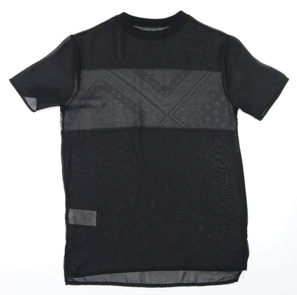 Back view of Preworn women’s black argyle/diamond basic t-shirt, size XS