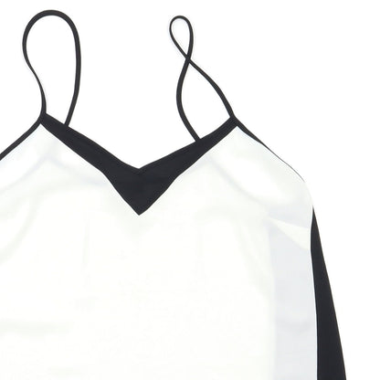 Close-up detail of River Island women’s black basic t-shirt, size UK 10