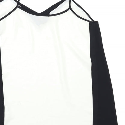Brand and care label for River Island women’s black basic t-shirt, size UK 10