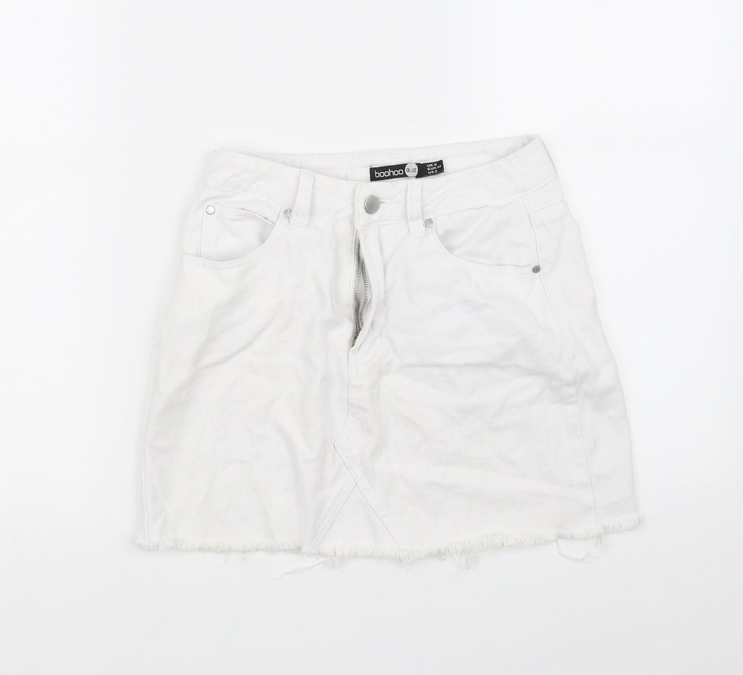 Boohoo Womens White   A-Line Skirt Size 8
