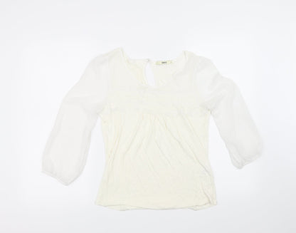 Additional front view of Oasis women’s white basic t-shirt, size UK 8