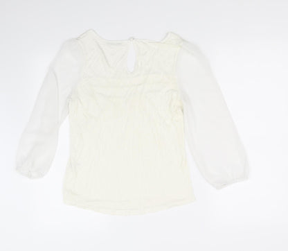 Back view of Oasis women’s white basic t-shirt, size UK 8