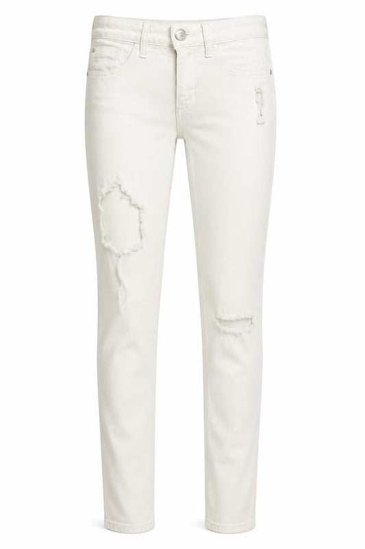 Front view of River Island women’s white skinny jeans, size UK 6, 29-inch leg
