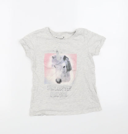 Additional front view of Primark girls’ grey basic t-shirt, size 8-9, years