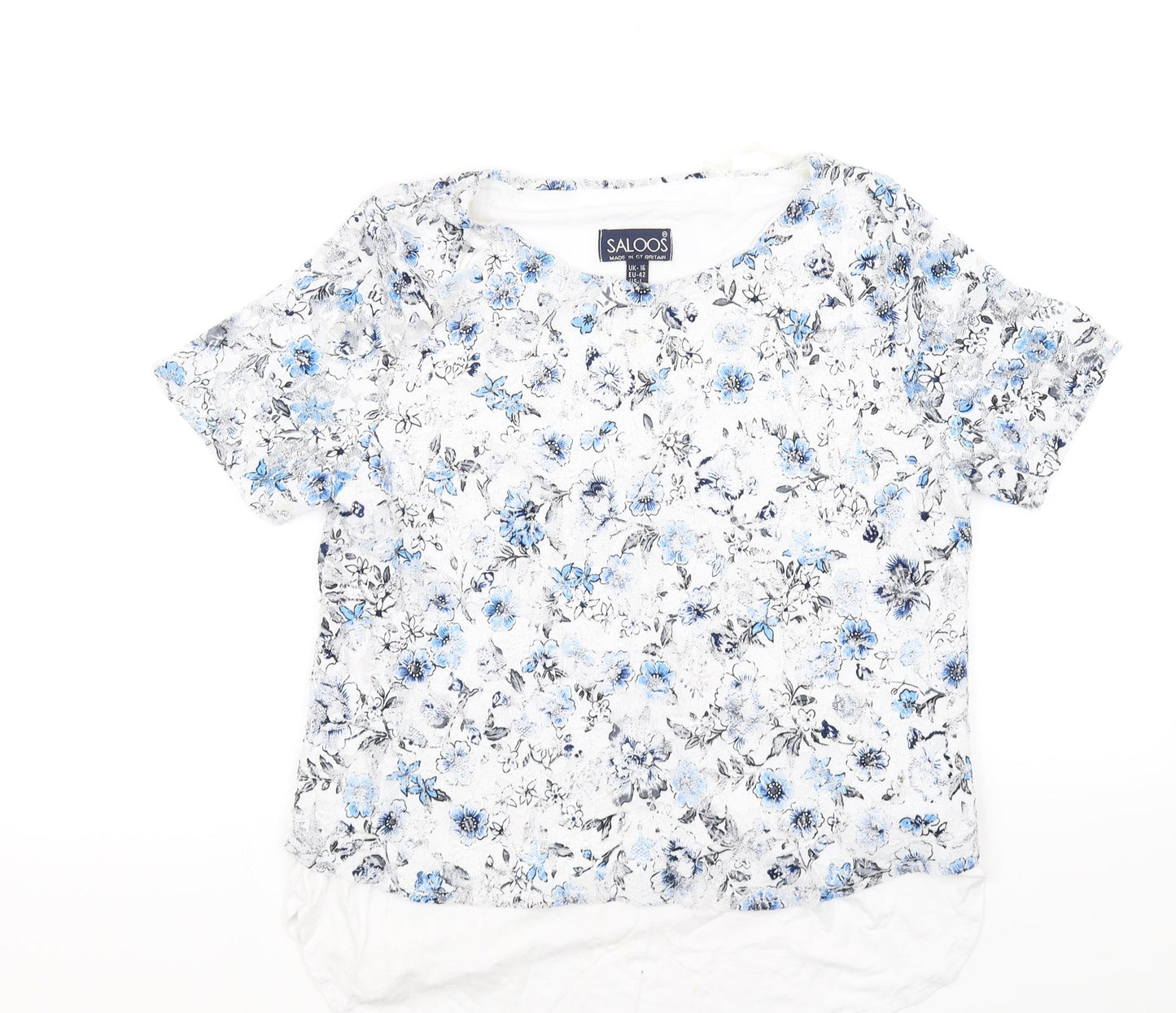saloons Womens White Floral  Basic T-Shirt Size 16
