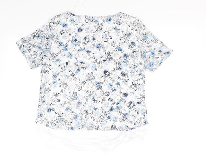 Back view of saloons women’s white floral basic t-shirt, size UK 16