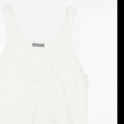 Close-up detail of South women’s white basic t-shirt, size UK 18