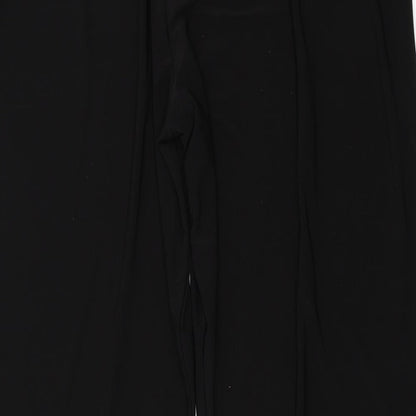 Brand and care label for styled by women’s black trousers, size UK 38, in, 23-inch leg