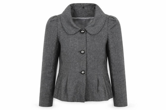 Front view of kate cooper women’s grey jacket blazer, size UK 10
