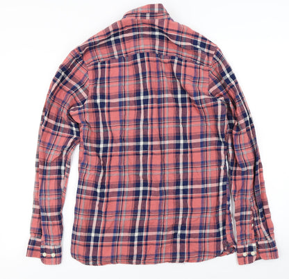 Back view of Next men’s pink check button-up, size S