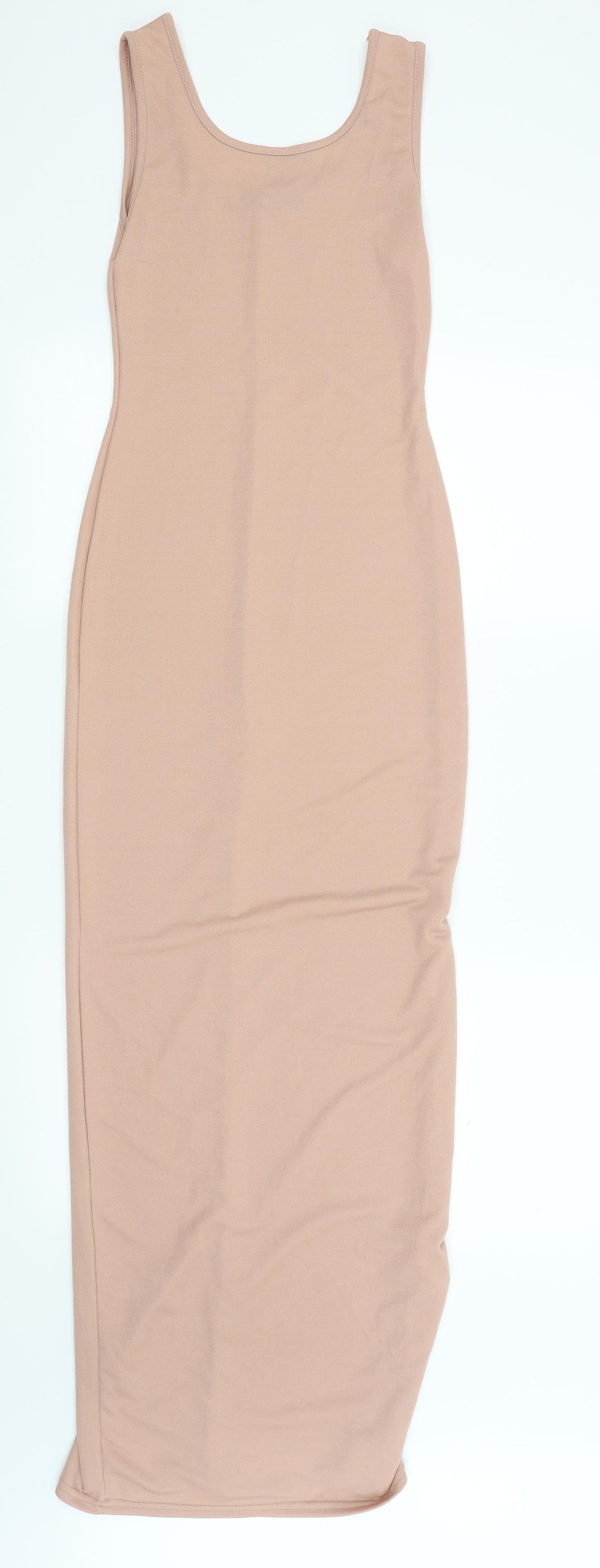 Boohoo Womens Beige   Pencil Dress  Size 8