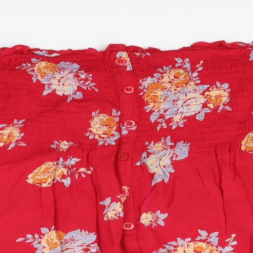 Pins & Needles Womens Red Floral  Basic Blouse Size M
