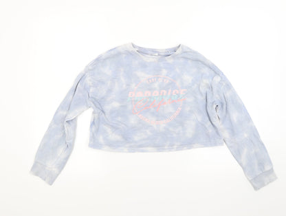 Additional front view of Next girls’ blue pullover sweatshirt, size 11-12, years - california