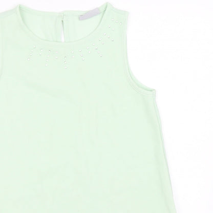 Close-up detail of Matalan girls’ green basic blouse, size 9, years